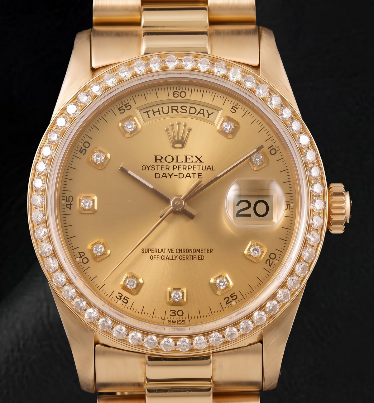 Rolex Day-Date 1803 36mm Champagne Diamond Dial 18K Yellow Gold Watch