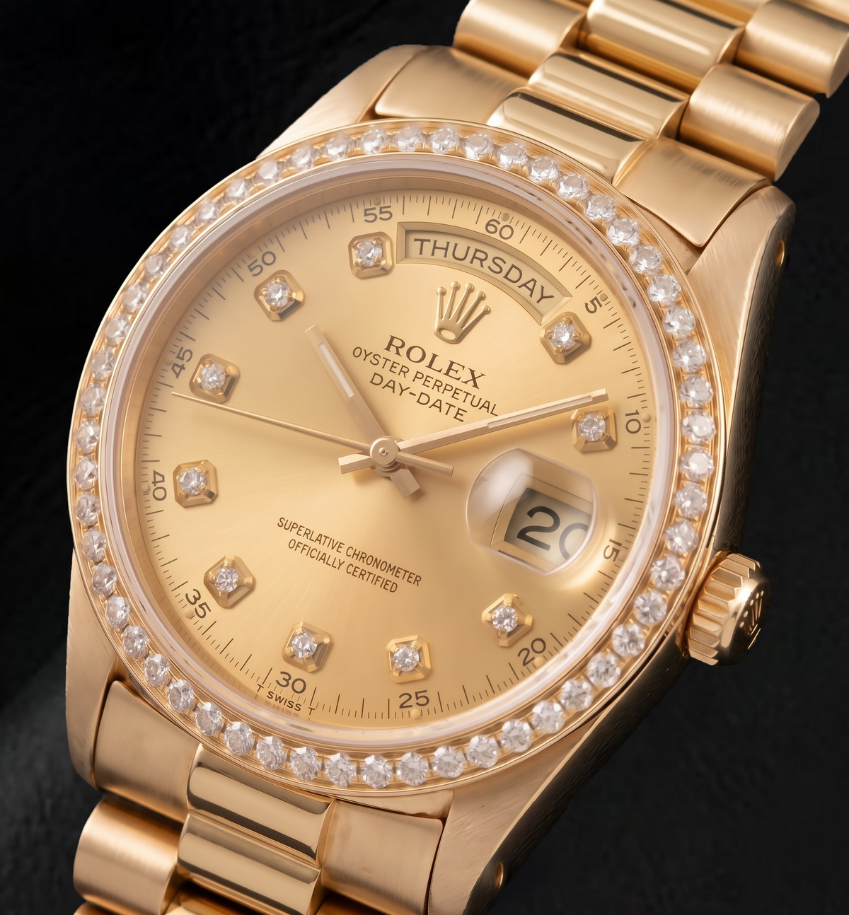 Rolex Day-Date 1803 36mm Champagne Diamond Dial 18K Yellow Gold Watch