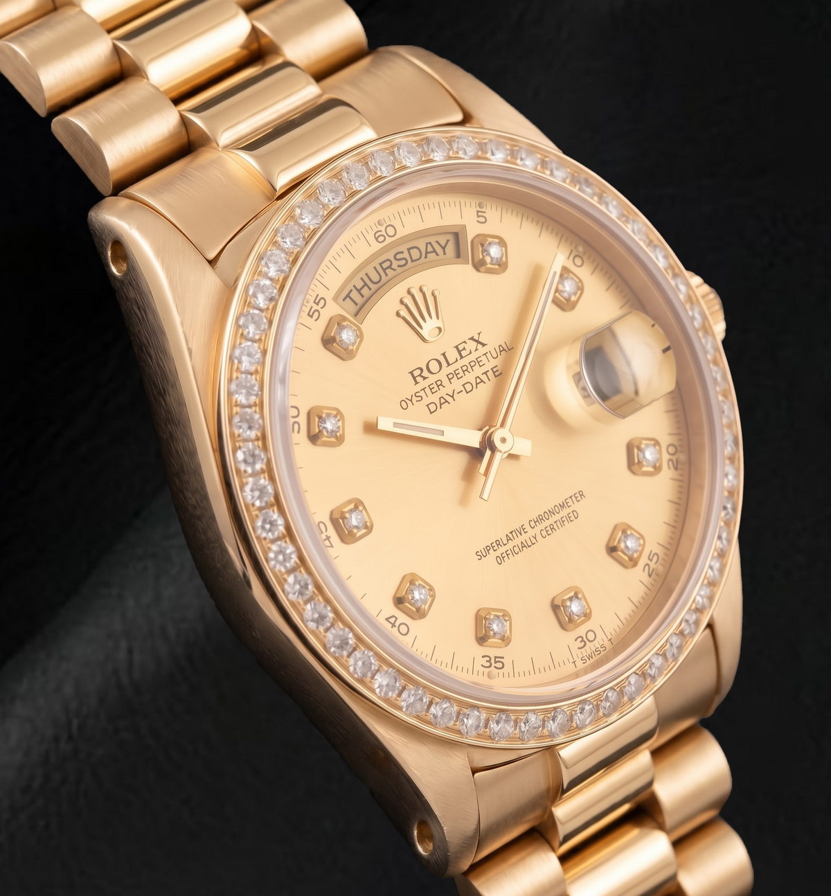 Rolex Day-Date 1803 36mm Champagne Diamond Dial 18K Yellow Gold Watch