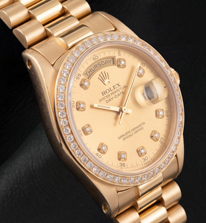 Rolex Day-Date 1803 36mm Champagne Diamond Dial 18K Yellow Gold Watch