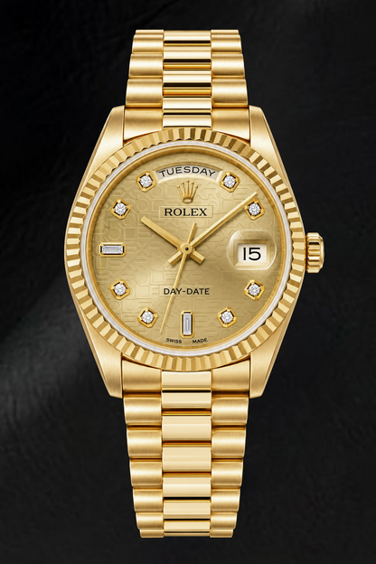 Rolex Day-Date 18238 36mm Champagne Jubilee Diamond Dial Yellow Gold Watch