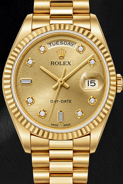 Rolex Day-Date 18238 36mm Champagne Jubilee Diamond Dial Yellow Gold Watch