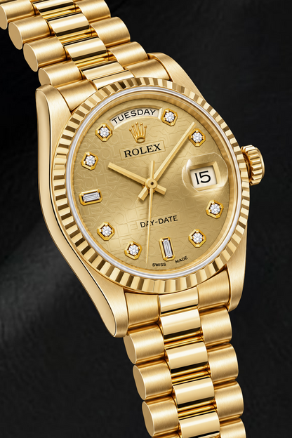 Rolex Day-Date 18238 36mm Champagne Jubilee Diamond Dial Yellow Gold Watch