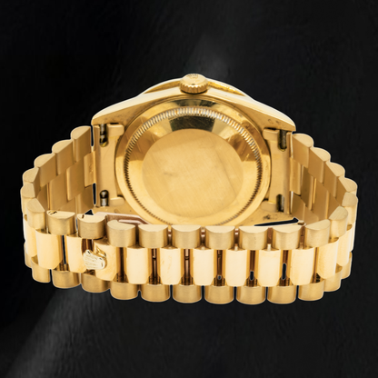 Rolex Day-Date 18238 36mm White Mother of Pearl Roman Diamond Dial Yellow Gold Watch