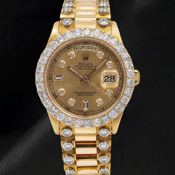 Rolex Day Date 18038 36mm Champagne Diamond Dial Yellow Gold Watch 18K
