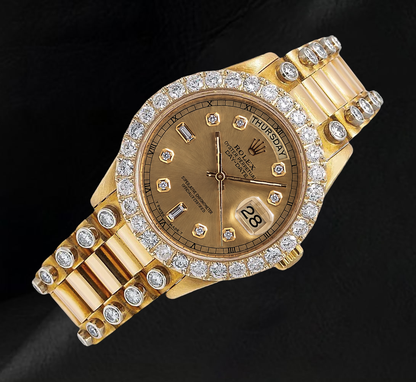 Rolex Day Date 18038 36mm Champagne Diamond Dial Yellow Gold Watch 18K