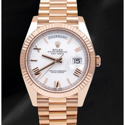 Rolex Day Date 228235 40mm White Roman Dial Rose Gold Watch