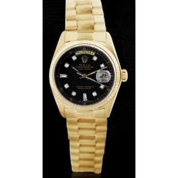 Rolex Day Date 36 Mm Men Watch Bark Finish Yellow Gold 18K Black1