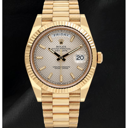 Rolex Day Date 40mm 228238 Silver Motif Dial President Bracelet Yellow Gold Watch