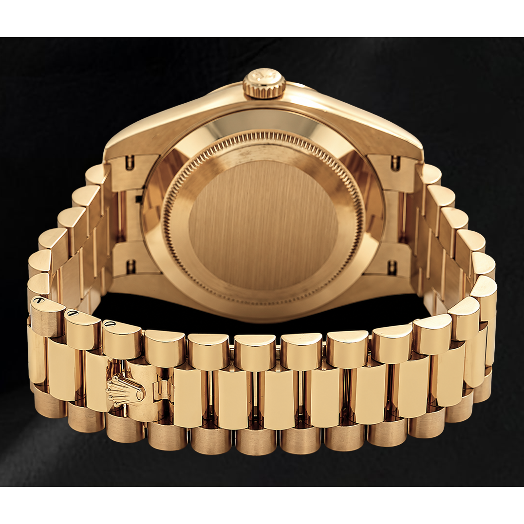 Rolex Day Date 40mm 228238 Silver Motif Dial President Bracelet Yellow Gold Watch