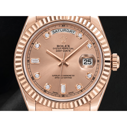 Rolex Day Date II 218235 41mm Salmon Diamond Dial Rose Gold Watch