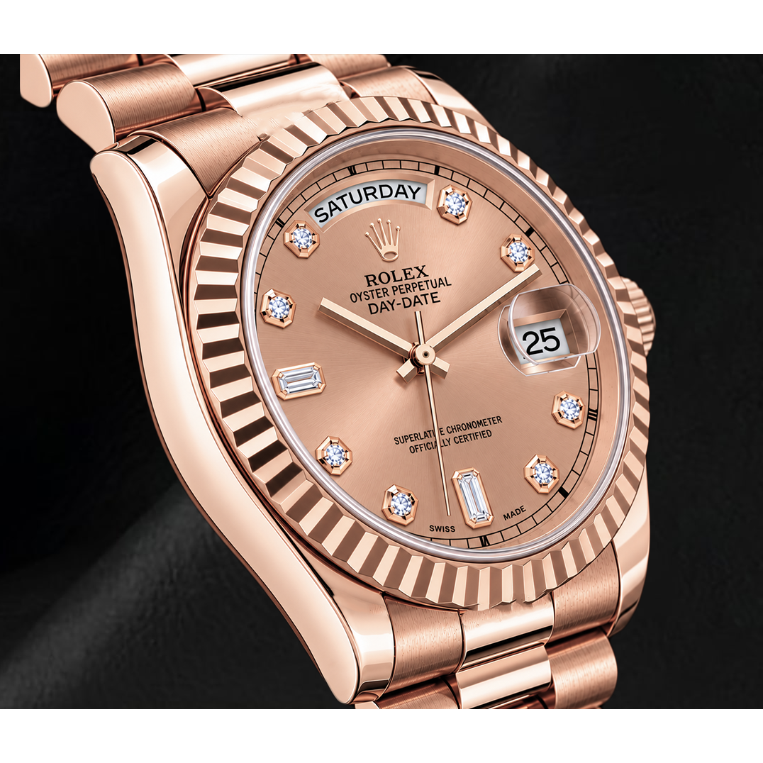 Rolex Day Date II 218235 41mm Salmon Diamond Dial Rose Gold Watch