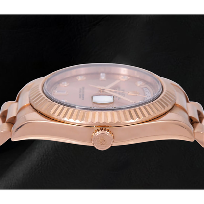 Rolex Day Date II 218235 41mm Salmon Diamond Dial Rose Gold Watch