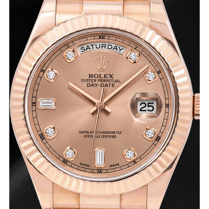 Rolex Day Date II 218235 41mm Salmon Diamond Dial Rose Gold Watch