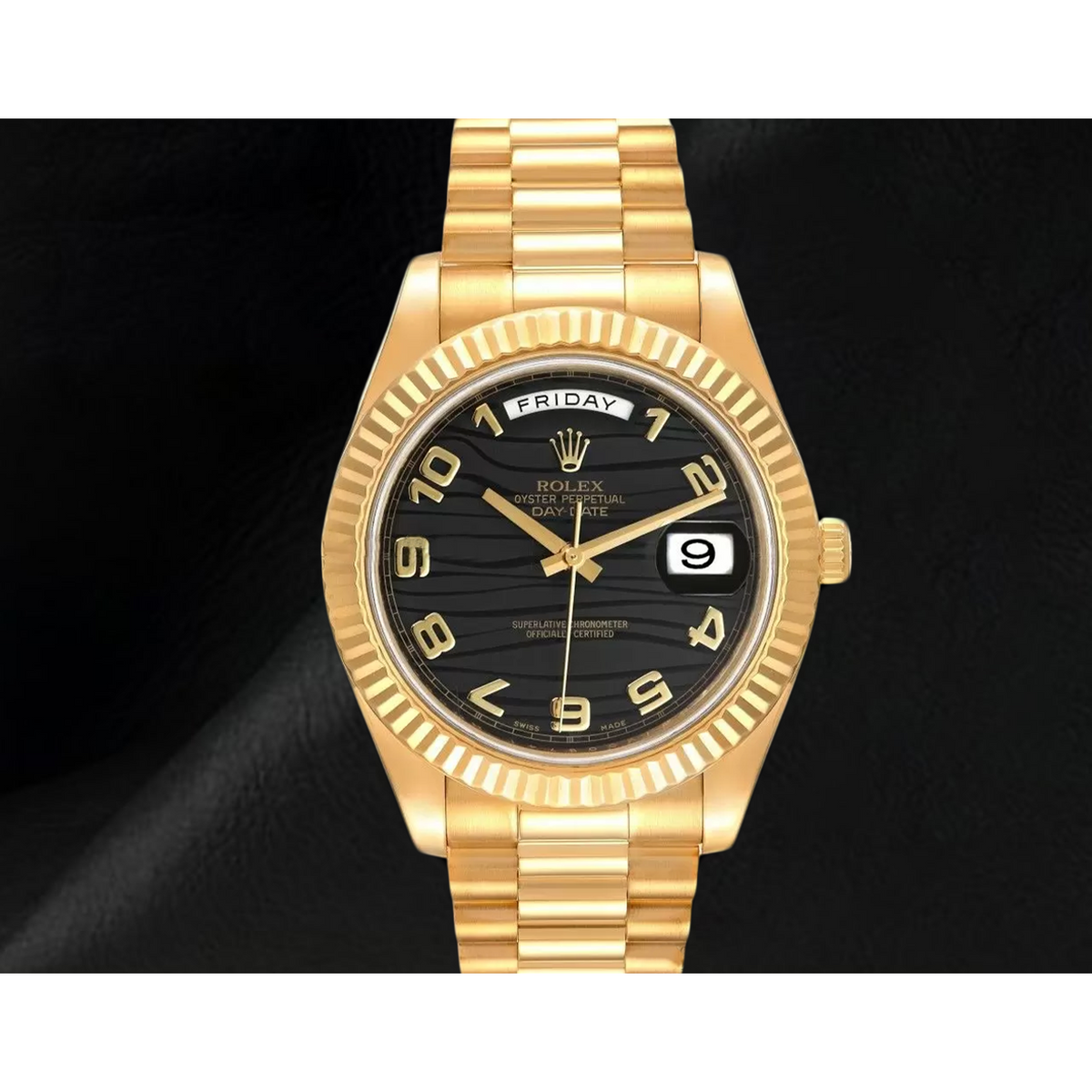 Rolex Day Date Two 41 Mm Men Watch Domed Bezel Yellow Gold