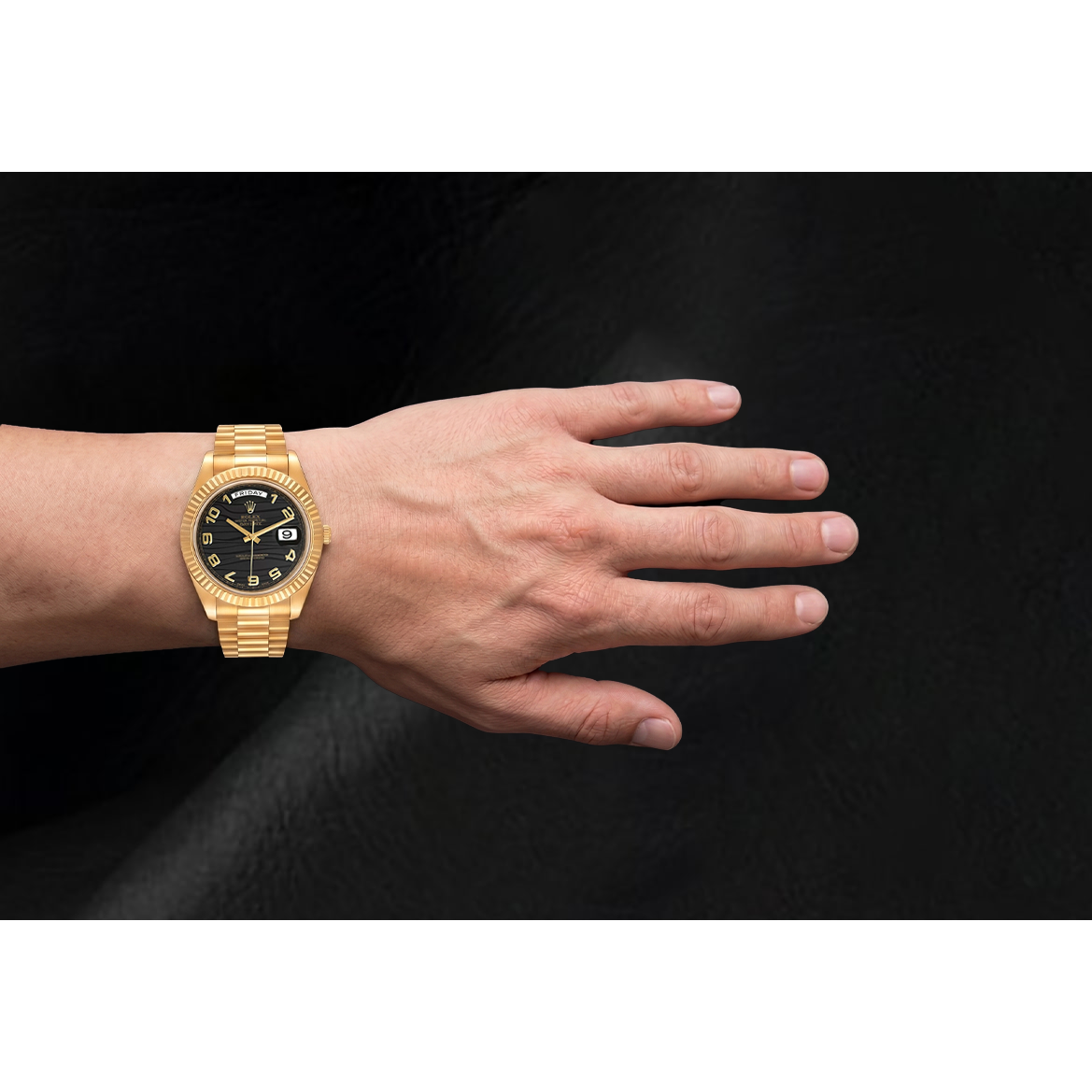 Rolex Day Date Two 41 Mm Men Watch Domed Bezel Yellow Gold