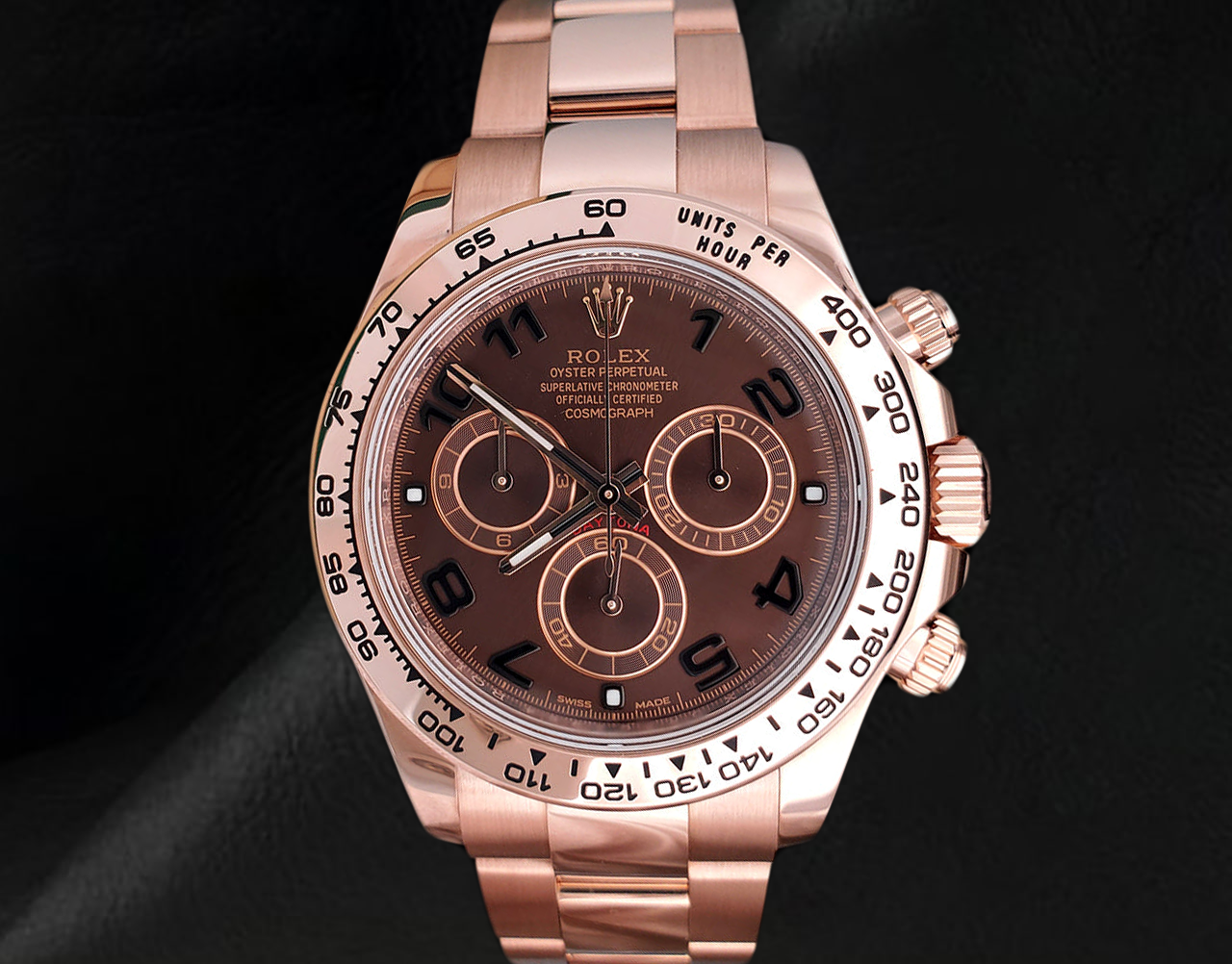 Rolex Daytona Coffee Brown Arabic Cosmograph Dial Rose Gold 18K Watch