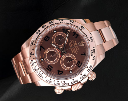 Rolex Daytona Coffee Brown Arabic Cosmograph Dial Rose Gold 18K Watch