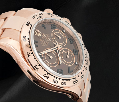Rolex Daytona Coffee Brown Arabic Cosmograph Dial Rose Gold 18K Watch