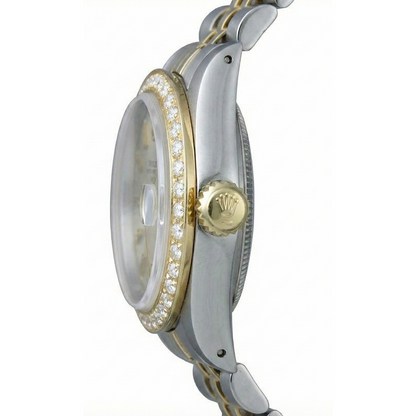 Rolex Diamond Bezel White Stick Dial Watch Ss G Jubilee Bracelet