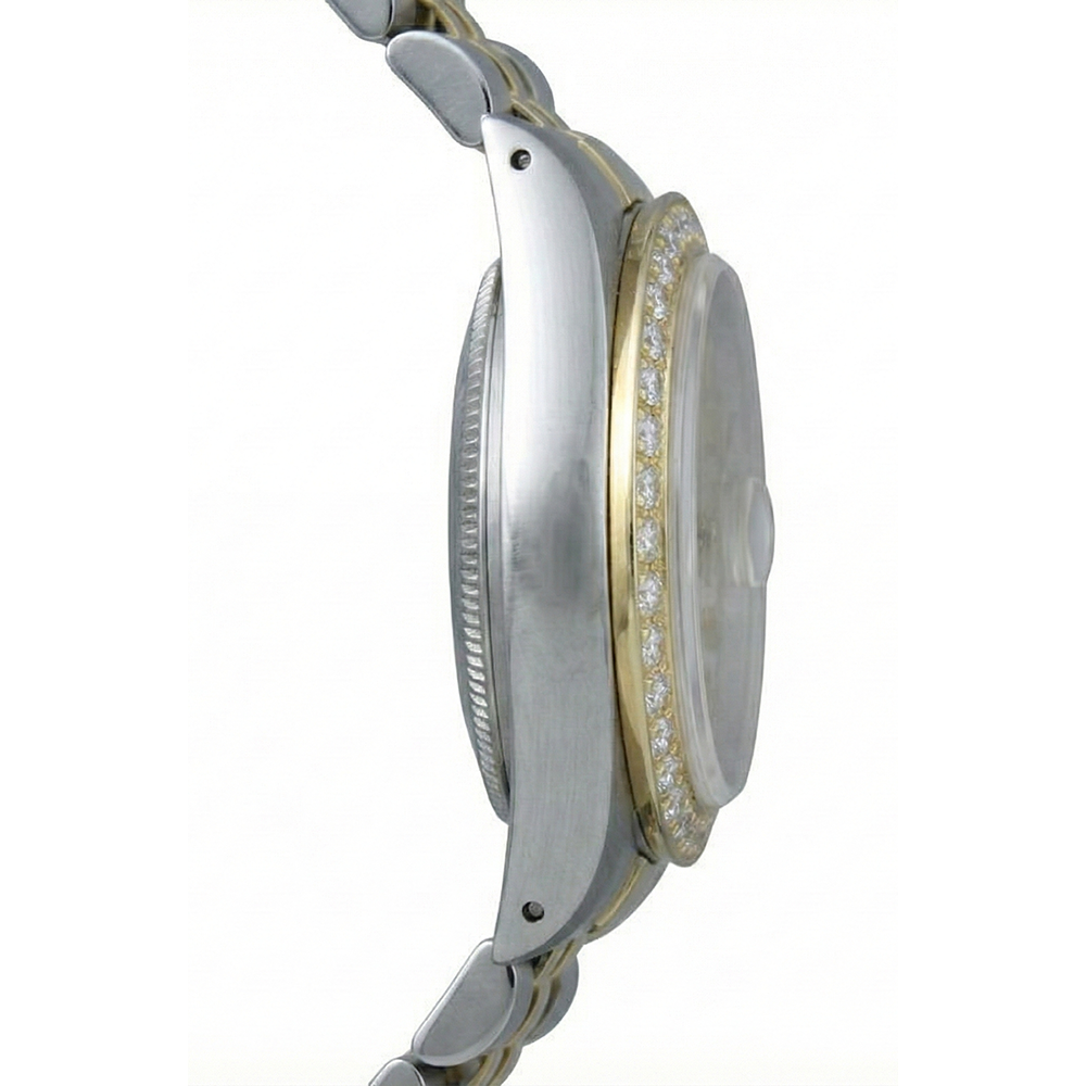 Rolex Diamond Bezel White Stick Dial Watch Ss G Jubilee Bracelet