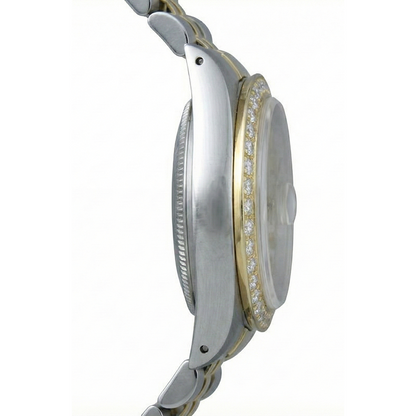 Rolex Diamond Bezel White Stick Dial Watch Ss G Jubilee Bracelet