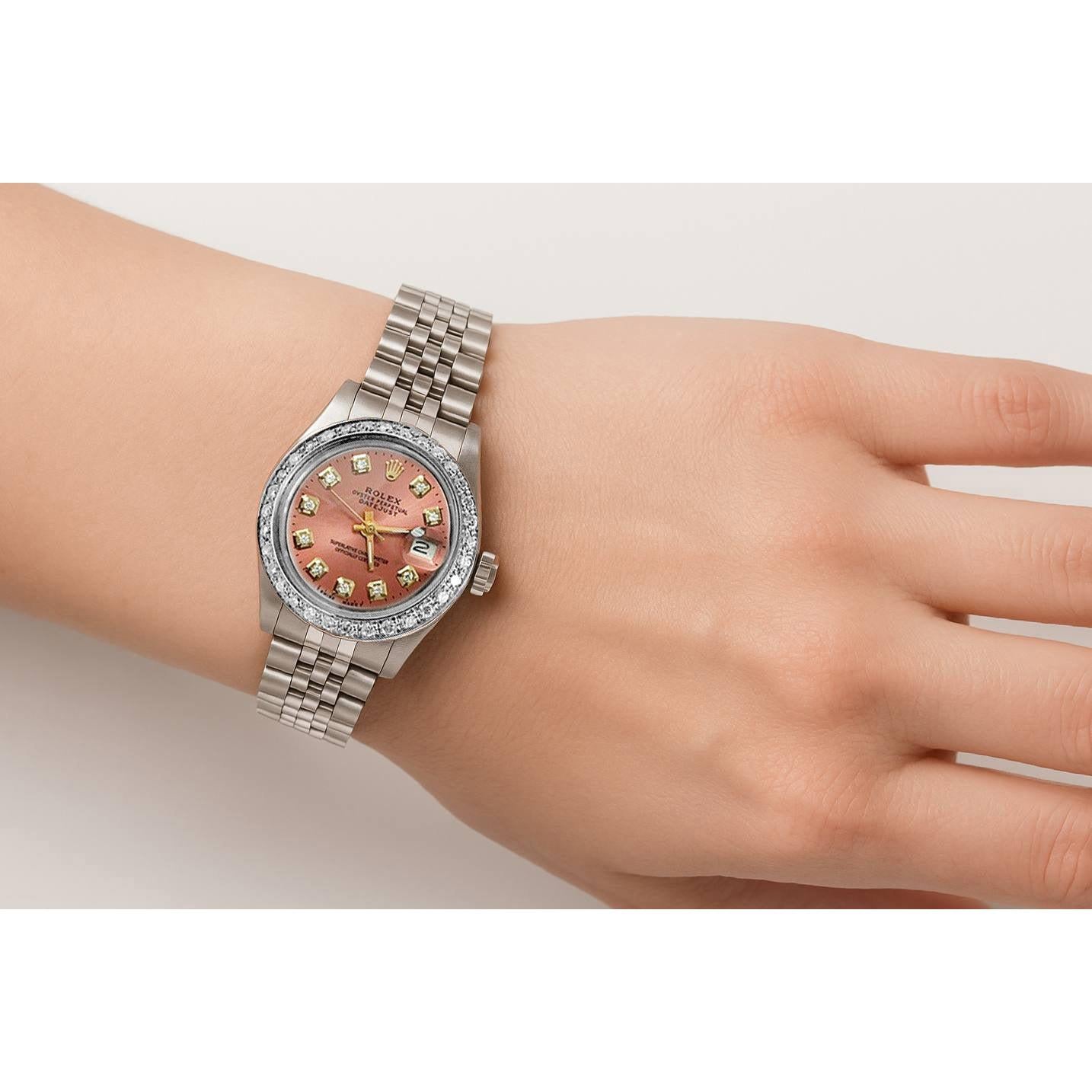 Rolex Diamond Dial Bezel Jubilee Ss Bracelet Datejust Women Watch P1