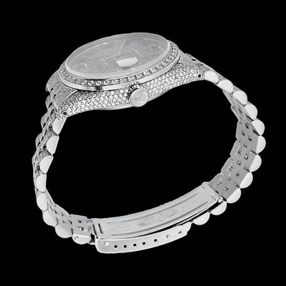 Rolex Iced Out Diamond 12 Carat 36mm Roman Dial Stainless Steel Watch