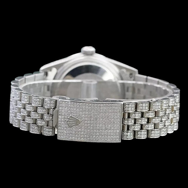 Rolex Iced Out Diamond 12 Carat 36mm Roman Dial Stainless Steel Watch