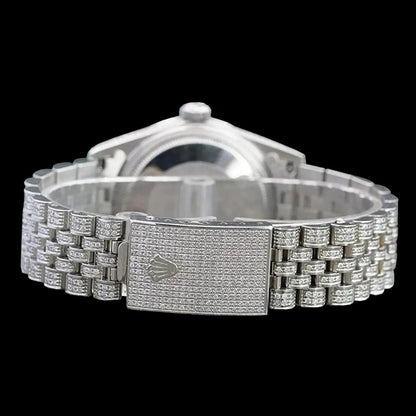 Rolex Iced Out Diamond 12 Carat 36mm Roman Dial Stainless Steel Watch