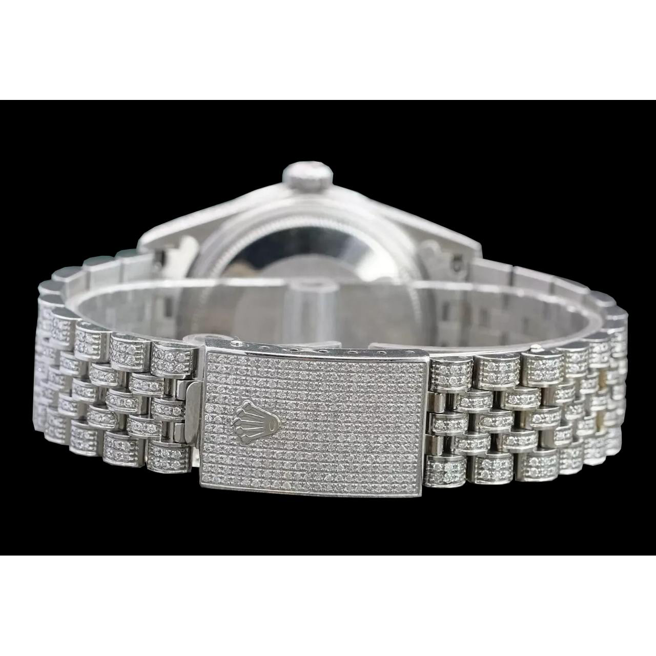 Rolex Diamond Iced Out Roman Dial Stainless Steel Watch