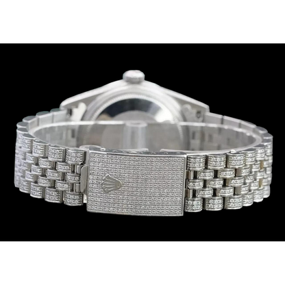 Rolex Diamond Iced Out Roman Dial Stainless Steel Watch