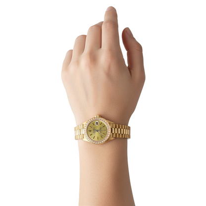 Rolex Dj Bezel Champagne Tapestry Stick Dial Watch President Style P1