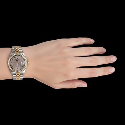 Rolex Dj Diamond Bezel Men's Watch Two Tone Jubilee Gray Roman Dial