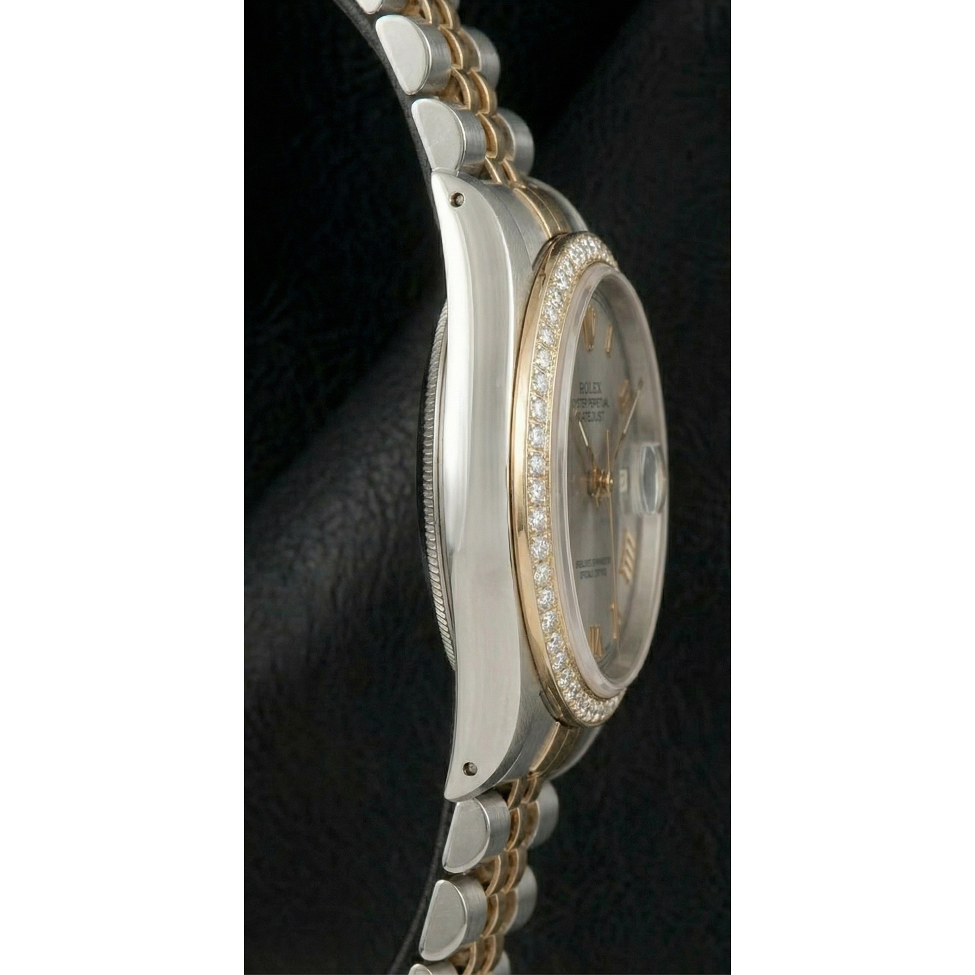 Rolex Dj Diamond Bezel Men's Watch Two Tone Jubilee Gray Roman Dial