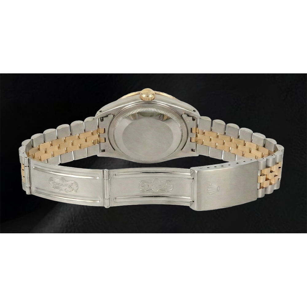 Rolex Dj Diamond Bezel Men's Watch Two Tone Jubilee Gray Roman Dial