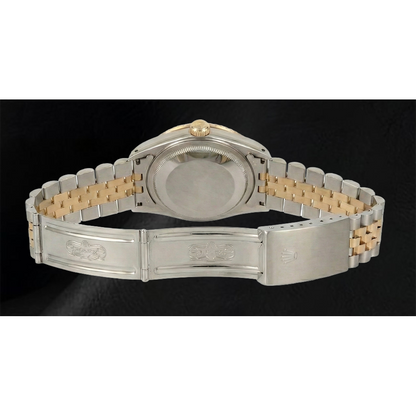 Rolex Dj Diamond Bezel Men's Watch Two Tone Jubilee Gray Roman Dial