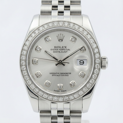 Rolex Dj Midsize 31 Mm Watch Custom Diamond Dial Jubilee Bracelet Ss