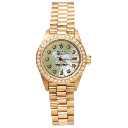 President Style Watch White Mop Diamond Dial 