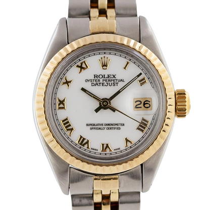Rolex Dj Roman Dial Fluted Bezel  Watch Ss & Gold Jubilee Bracelet
