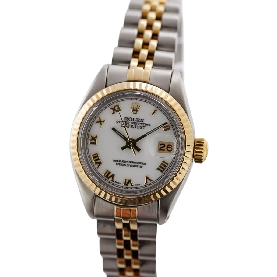 Rolex Dj Roman Dial Fluted Bezel  Watch Ss & Gold Jubilee Bracelet