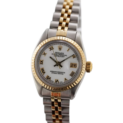 Rolex Dj Roman Dial Fluted Bezel  Watch Ss & Gold Jubilee Bracelet