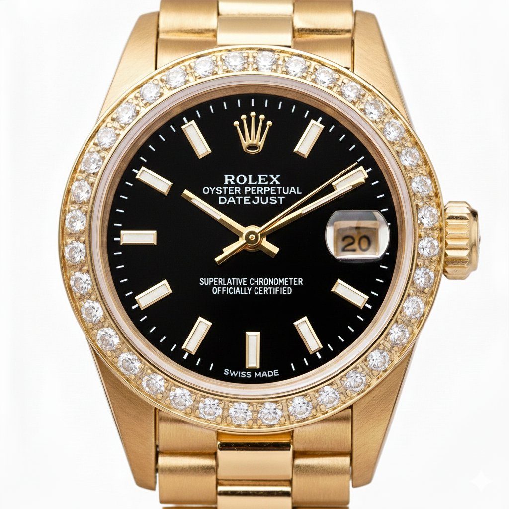 Rolex Dj Stick Dial Presidential Style Ladies Watch Diamond Bezel