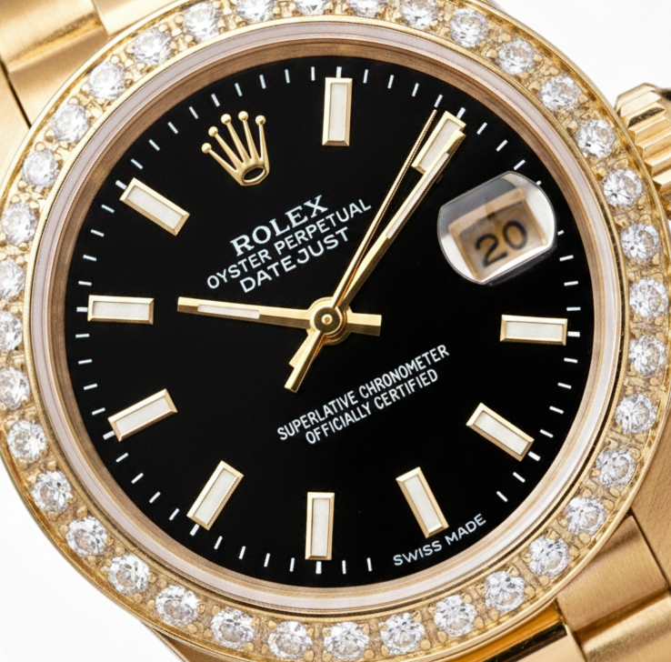 Rolex Dj Stick Dial Presidential Style Ladies Watch Diamond Bezel