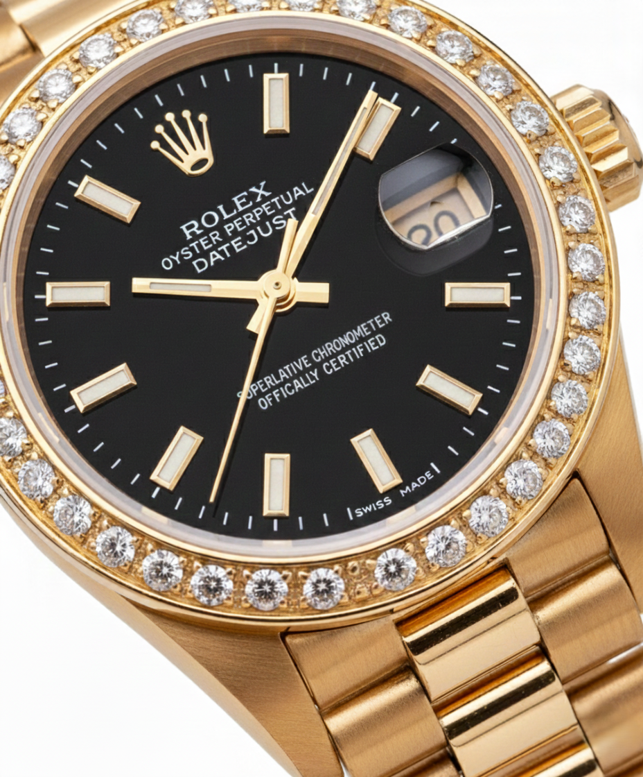 Rolex Dj Stick Dial Presidential Style Ladies Watch Diamond Bezel