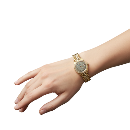 Rolex Dj Watch President Style Bracelet Gray Roman Dial Yg Women P2