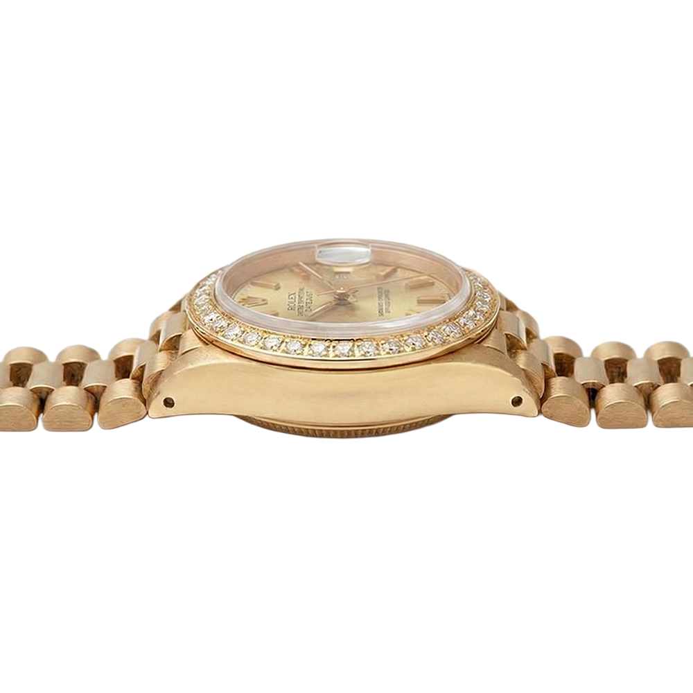 Rolex Dj Watch Presidential Style Champagne Stick Dial  Bezel