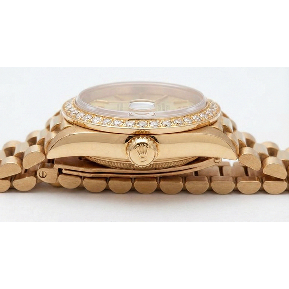 Rolex Dj Watch Presidential Style Champagne Stick Dial  Bezel