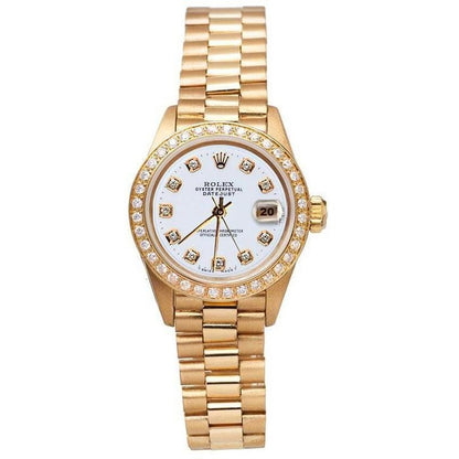 Presidential Style Gold Bezel Diamond Dial Rolex