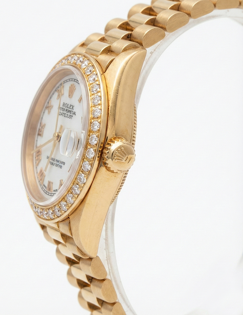 Rolex Dj White Roman Dial Diamond Bezel Presidential Style Gold